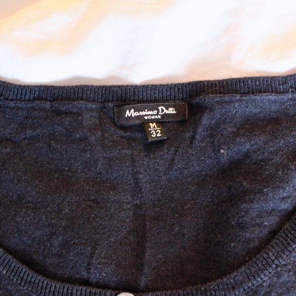 Massimo Dutti Cotton Cashmere Blend Empire Waist Cardigan Navy Blue Size M - Picture 6 of 10